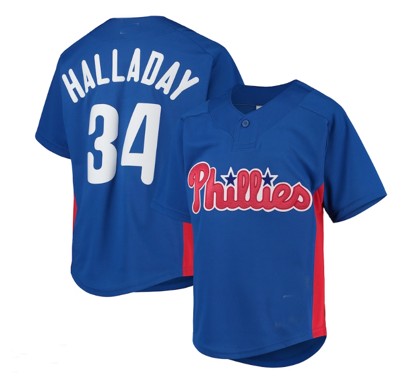Philadelphia Phillies #34 Roy Halladay Cooperstown Collection Mesh Batting Practice Jersey - Royal Baseball Jerseys baseball jersey product view 1