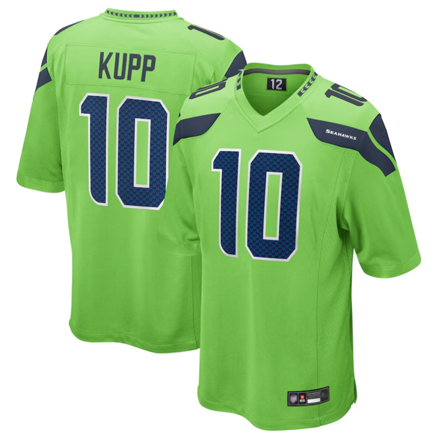 S.Seahawks #10 Cooper Kupp Player Green Game Replica Football Jerseys football jersey product view 1
