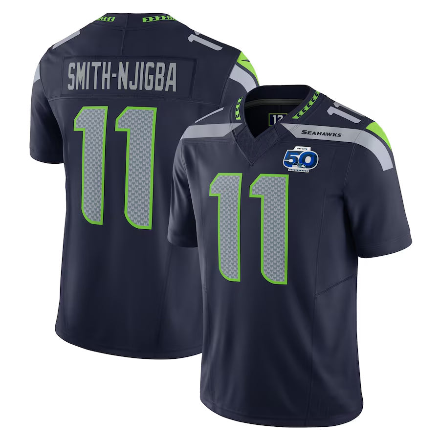 S.Seahawks #11 Jaxon Smith-Njigba Player Navy 50th Season Vapor F.U.S.E. Limited Football Jerseys football jersey product view 1