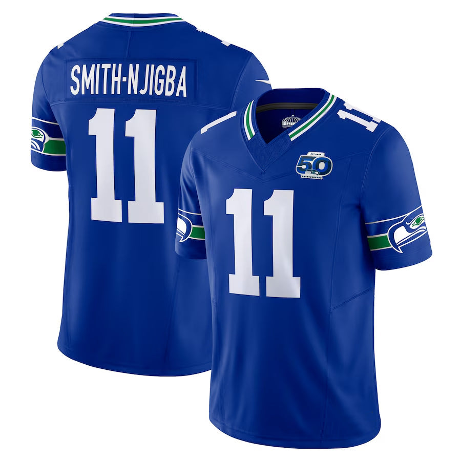 S.Seahawks #11 Jaxon Smith-Njigba Player Royal 50th Season Vapor F.U.S.E. Limited Football Jerseys football jersey product view 1