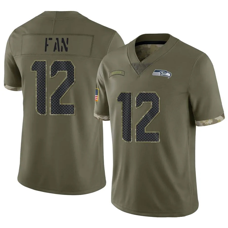 S.Seahawks #12 12s FAN Player Salute to Service Olive Football Jerseys football jersey product view 1