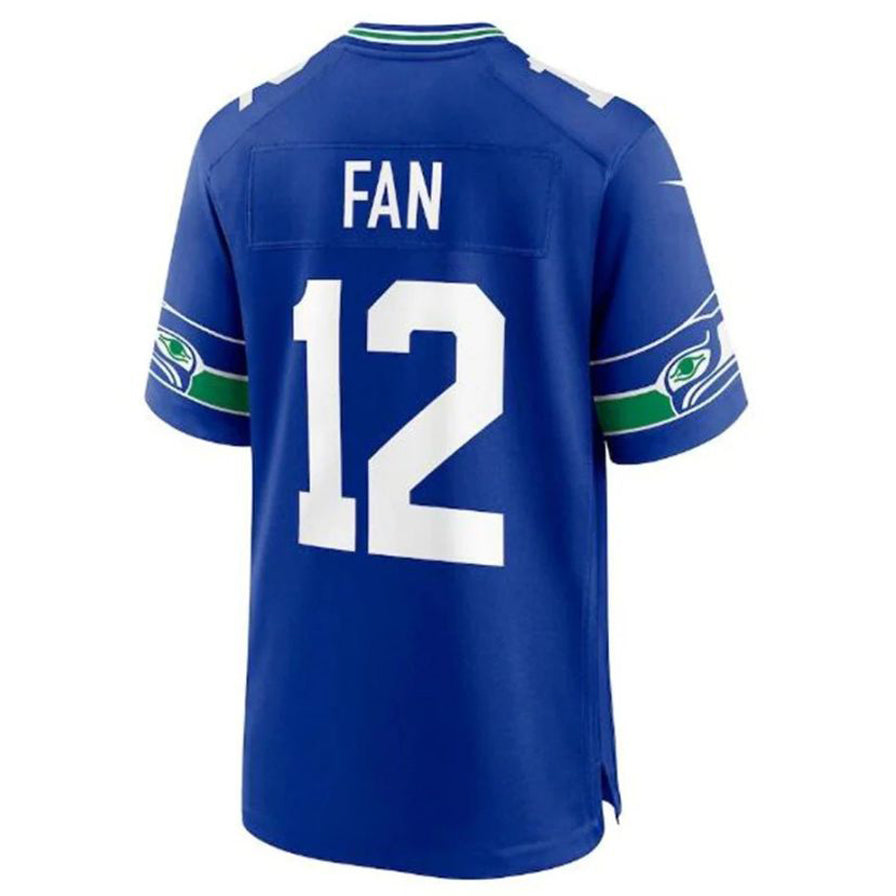 #12 12th Fan Player S.Seahawks Royal Throwback Game Football Jerseys football jersey product view 1