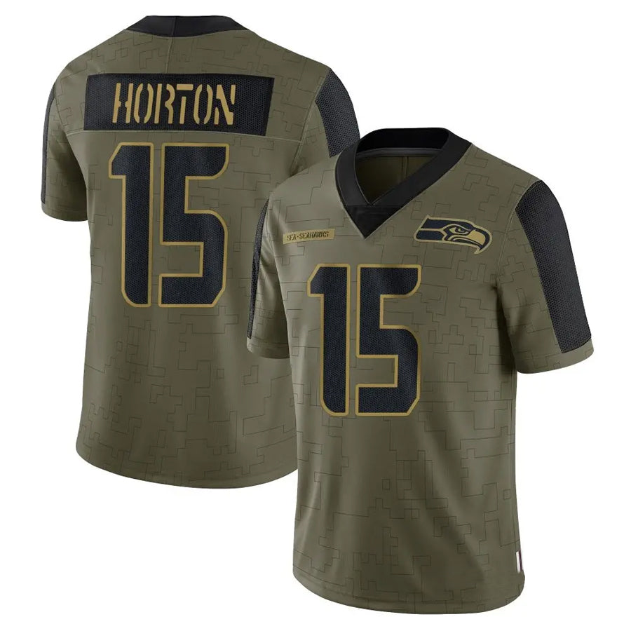 S.Seahawks #15 Tory Horton Player Salute to Service Olive Football Jerseys football jersey product view 1