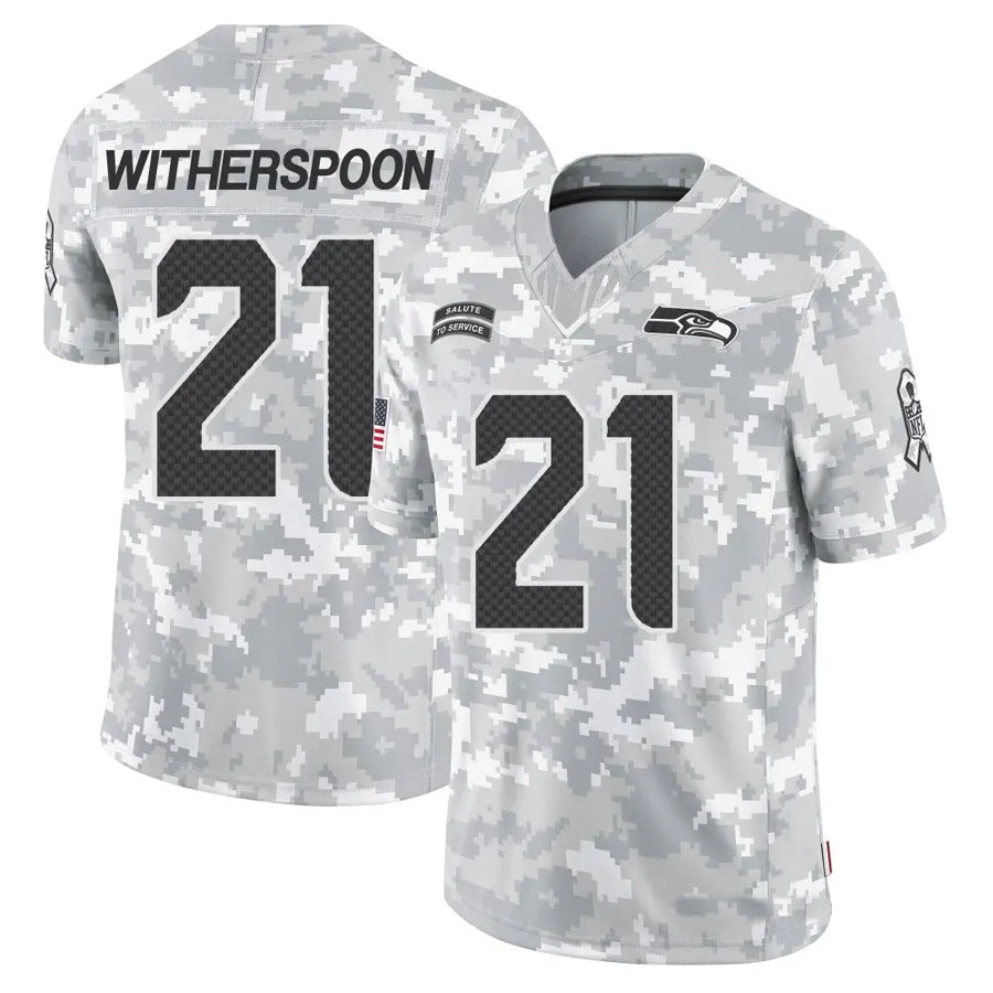 S.Seahawks #21 Devon Witherspoon Player Arctic Camo Salute to Service Limited Football Jerseys football jersey product view 1