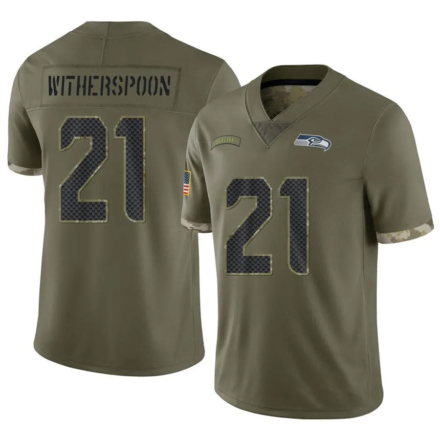 S.Seahawks #21 Devon Witherspoon Player Salute to Service Olive Football Jerseys football jersey product view 1