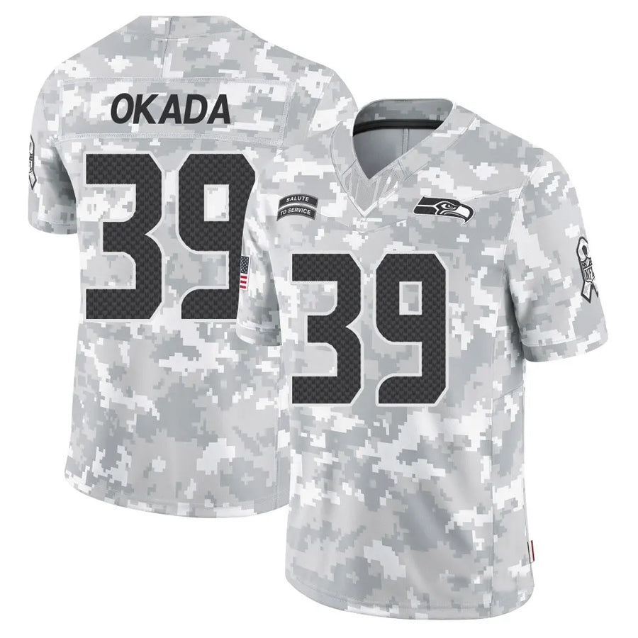 S.Seahawks #39 Ty Okada Player Arctic Camo Salute to Service Limited Football Jerseys football jersey product view 1