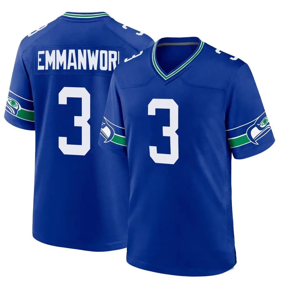 S.Seahawks #3 Nick Emmanwori Player Royal Game Football Jerseys football jersey product view 1