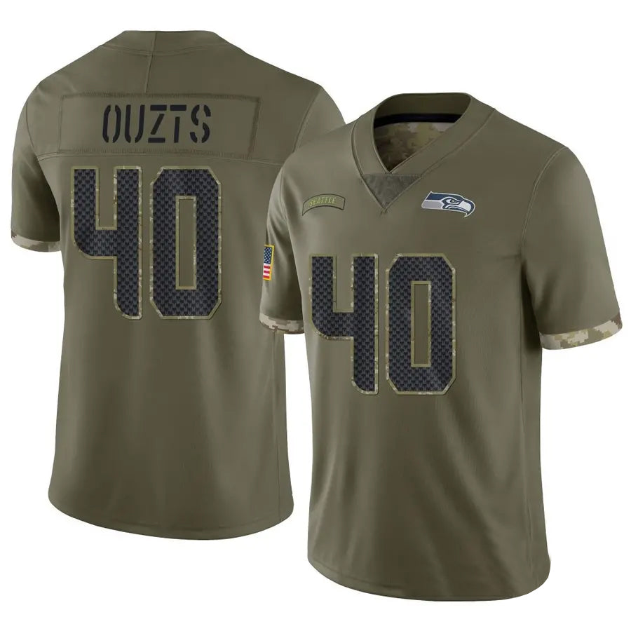 S.Seahawks #40 Robbie Ouzts Player Salute to Service Olive Football Jerseys football jersey product view 1