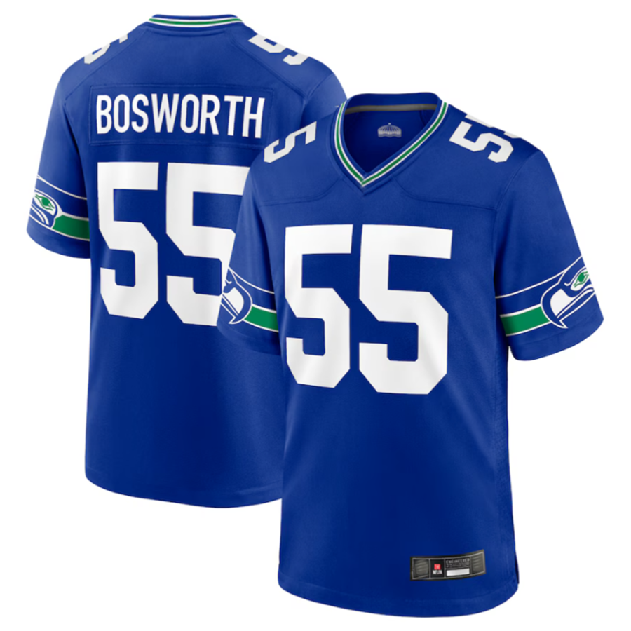 #55 Brian Bosworth Player S.Seahawks Royal Game Football Jerseys football jersey product view 2