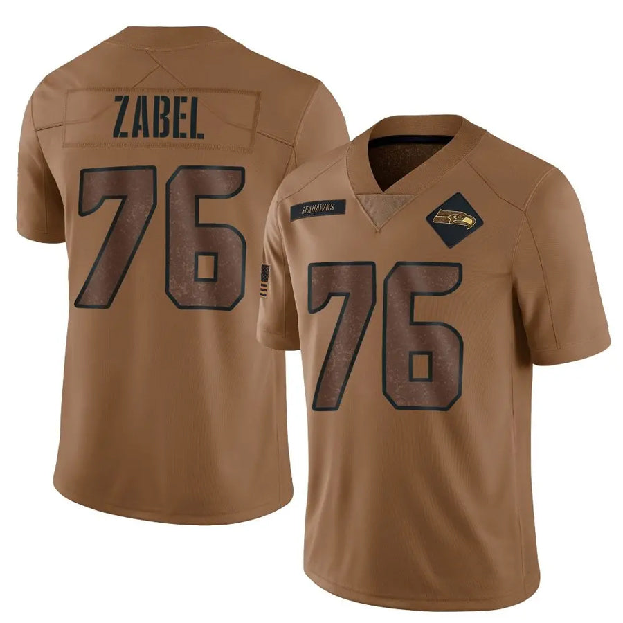 S.Seahawks #76 Grey Zabel Player Brown Salute To Service Limited Football Jerseys football jersey product view 1