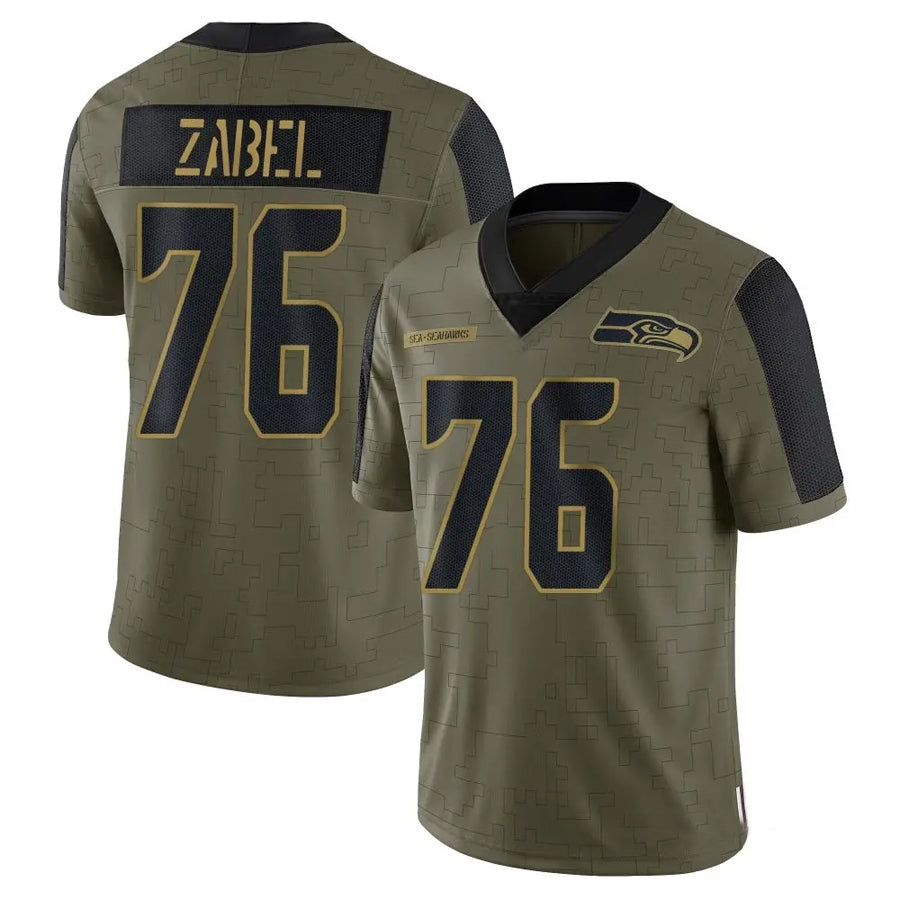 S.Seahawks #76 Grey Zabel Player Salute to Service Olive Football Jerseys football jersey product view 1