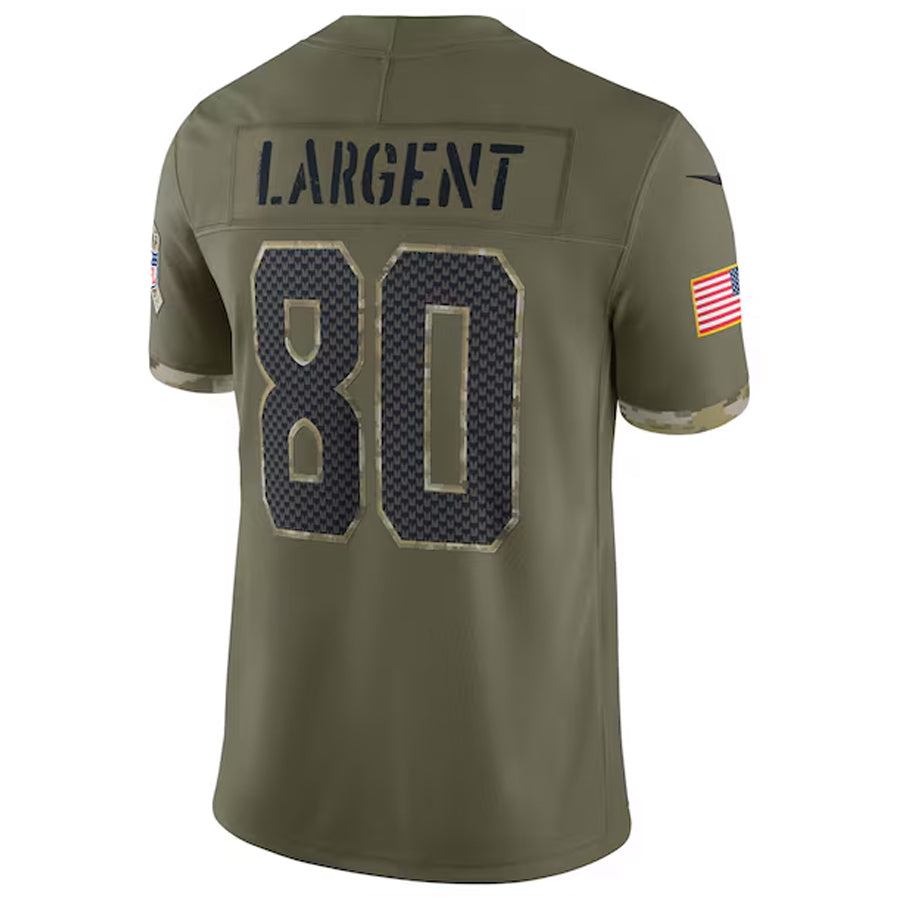 S.Seahawks #80 Steve Largent Player Salute to Service Olive Football Jerseys football jersey product view 1