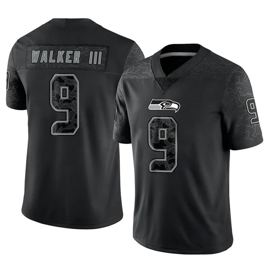 S.Seahawks #9 Kenneth Walker III Player Black Limited Reflective Football Jerseys football jersey product view 1