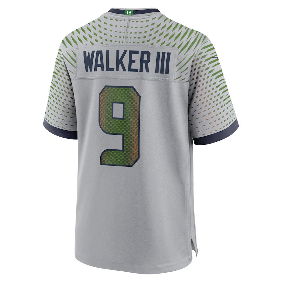 S.Seahawks #9 Kenneth Walker III Player Wolf Gray Rivalries Collection Game Football Jerseys football jersey product view 1