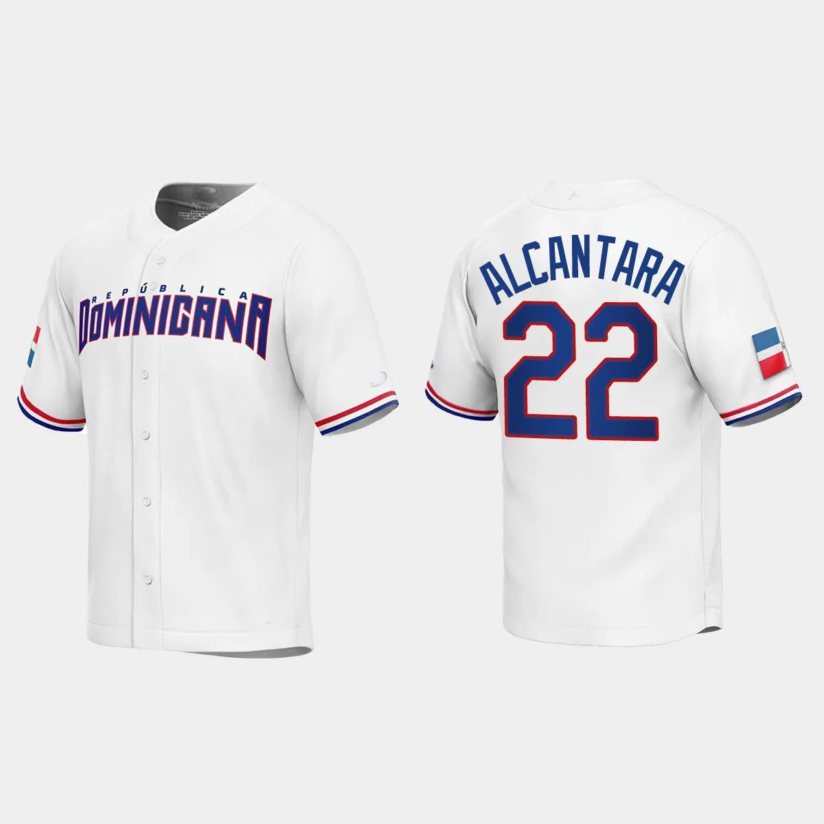 #22 SANDY ALCANTARA DOMINICAN REPUBLIC BASEBALL 2023 WORLD BASEBALL CLASSIC REPLICA JERSEY ¨C WHITE Stitches Baseball Jerseys baseball jersey product view 1