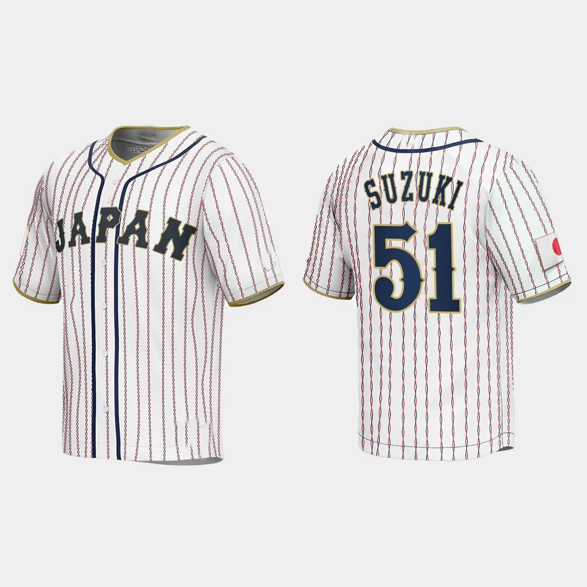 #51 SEIYA SUZUKI JAPAN BASEBALL 2023 WORLD BASEBALL CLASSIC JERSEY ¨C WHITE Stitches Baseball Jerseys baseball jersey product view 1