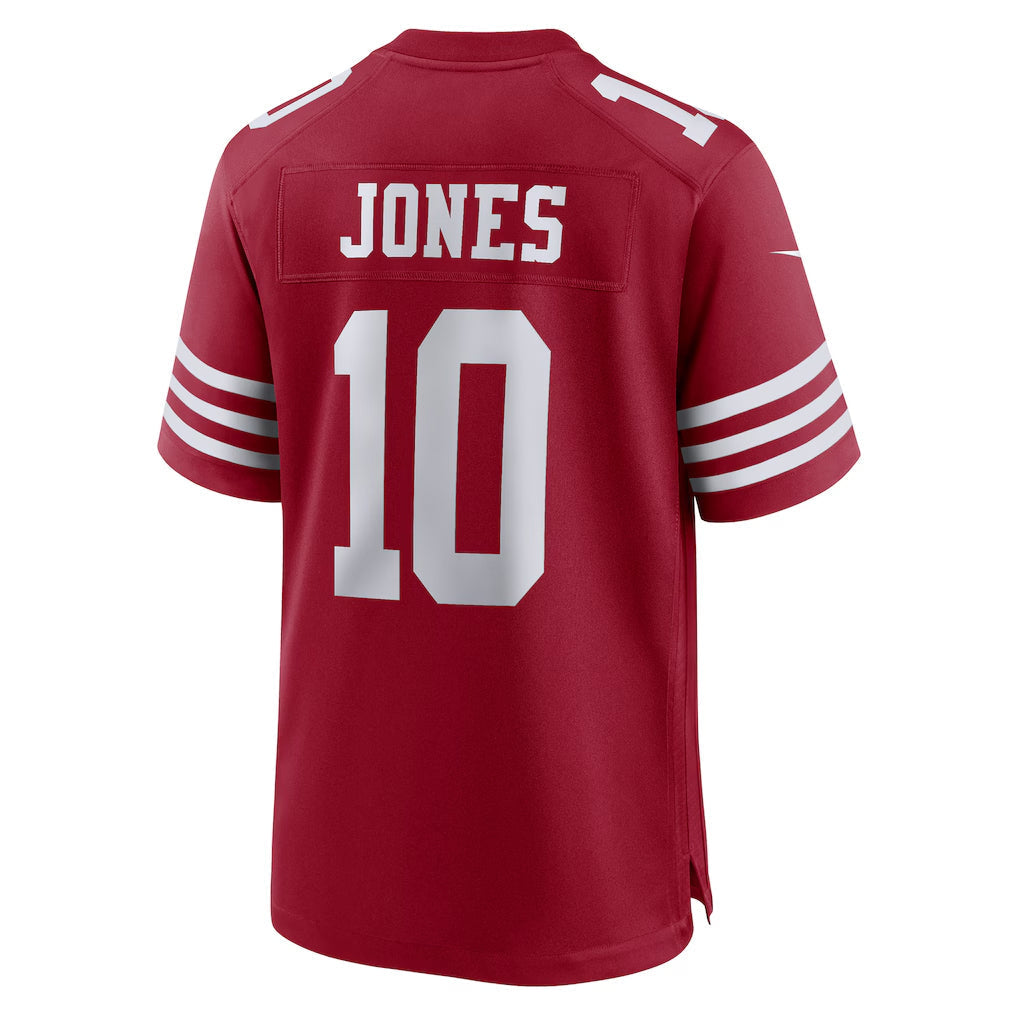 SF.49ers #10 Mac Jones Player Scarlet Home Game Football Jerseys football jersey product view 1