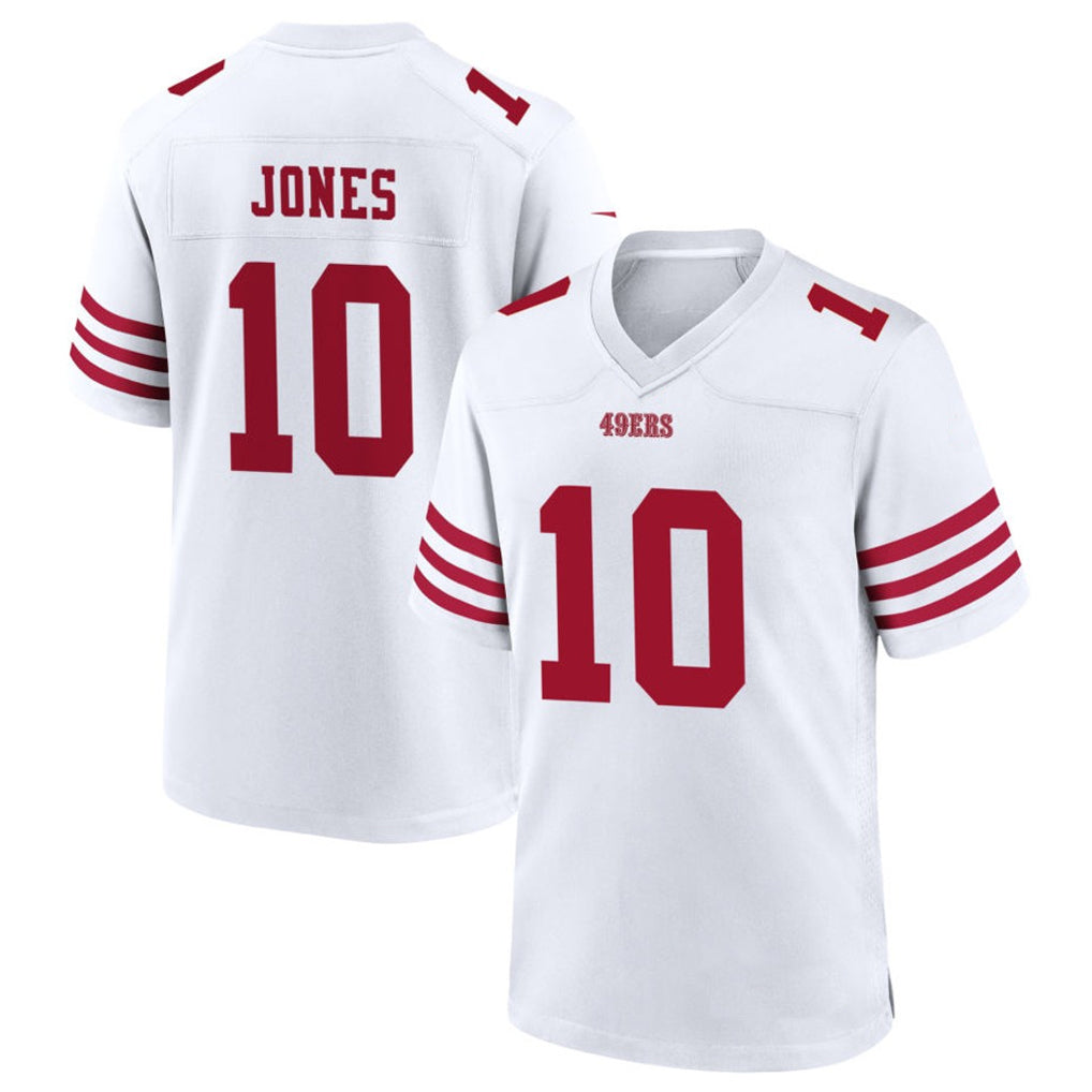 SF.49ers #10 Mac Jones Player White Home Game Football Jerseys football jersey product view 1