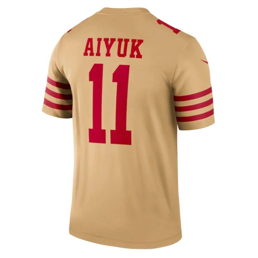 #11 Brandon Aiyuk Player SF.49ers Gold Inverted Legend Football Jerseys football jersey product view 1