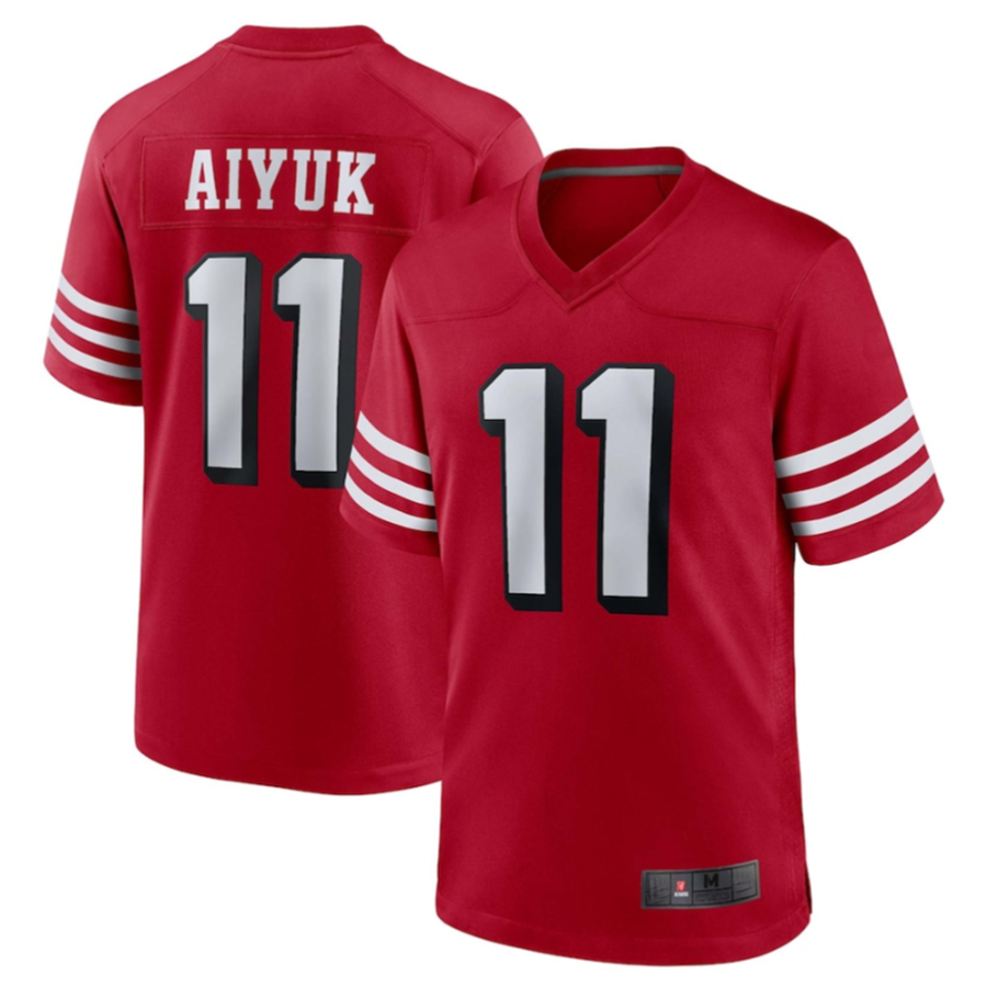 #11 Brandon Aiyuk Player SF.49ers Scarlet Game Football Jerseys football jersey product view 2
