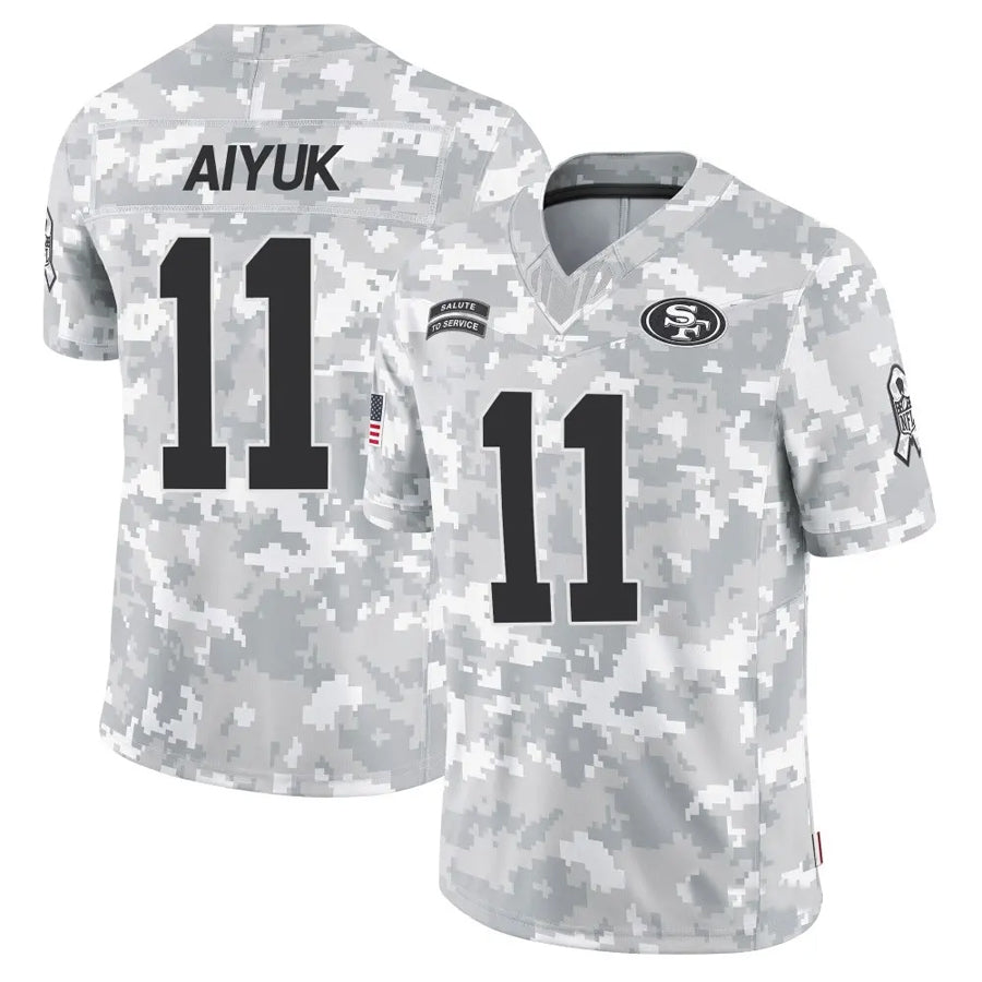 SF.49ers #11 Brandon Aiyuk Player Arctic Camo Salute to Service Limited Football Jerseys football jersey product view 1