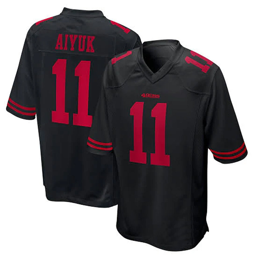 SF.49ers #11 Brandon Aiyuk Player Black Football Jerseys football jersey product view 1