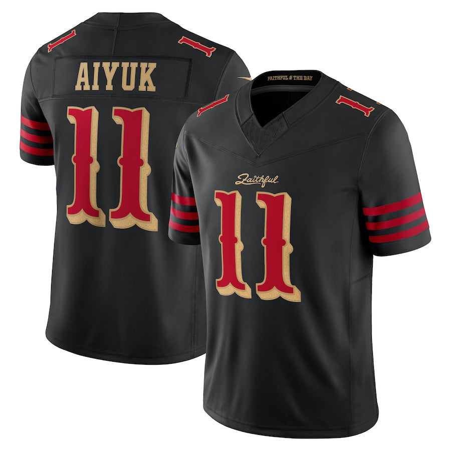 SF.49ers #11 Brandon Aiyuk Player Rivalries Collection Vapor Limited Black Football Jerseys football jersey product view 2