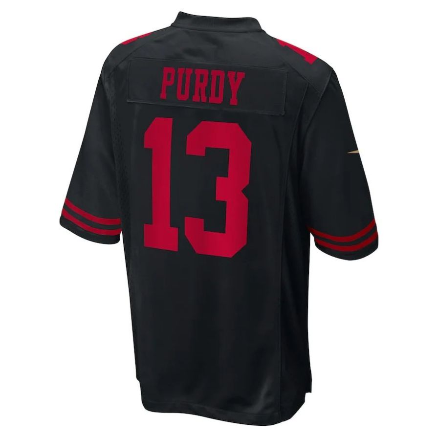#13 Brock Purdy Playre SF.49ers Black Fashion Game Football Jerseys football jersey product view 1