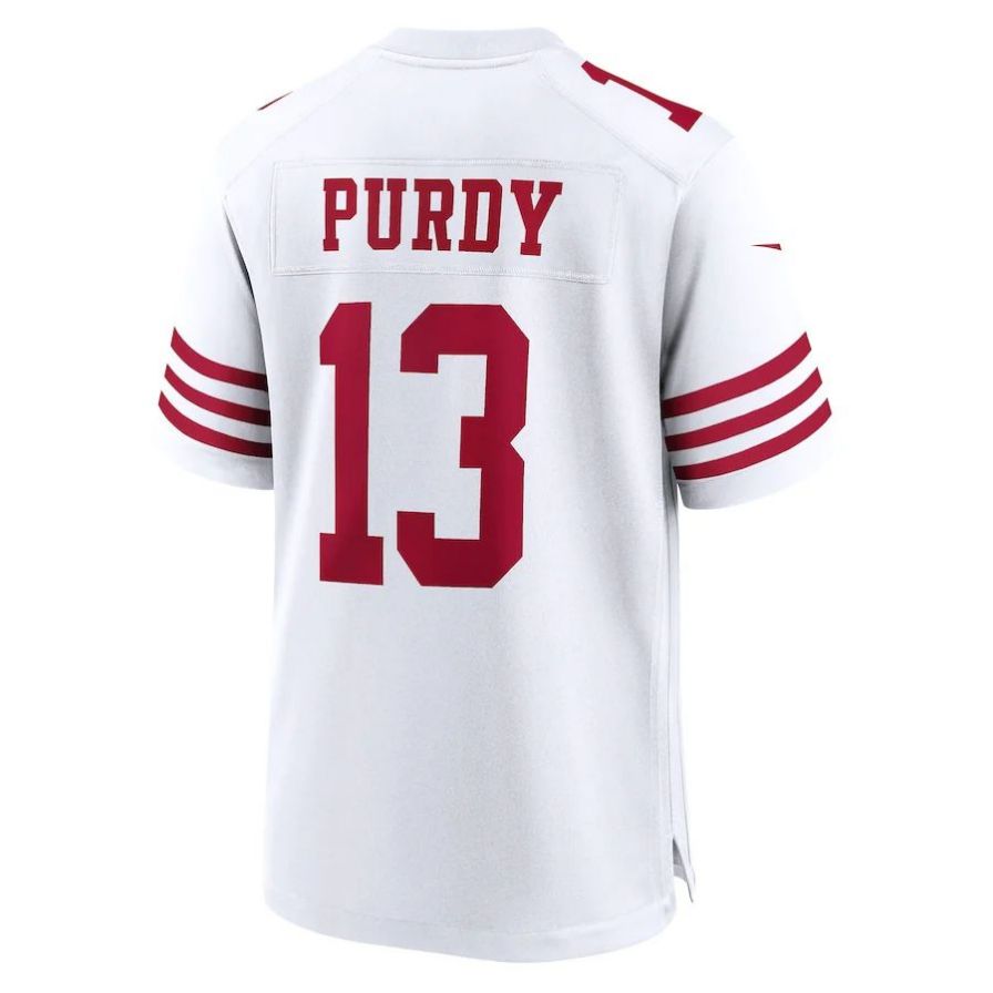 #13 Brock Purdy Player SF.49ers White Game Football Jerseys football jersey product view 1
