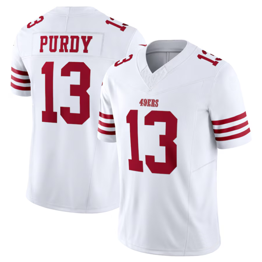 SF.49ers #13 Brock Purdy Playre White Vapor F.U.S.E. Limited Football Jerseys football jersey product view 2