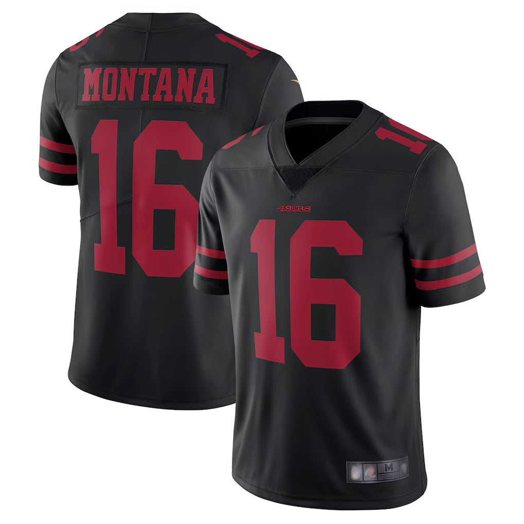 SF.49ers #16 Joe Montana Player Black Vapor Untouchable Limited Throwback Football Jerseys football jersey product view 1