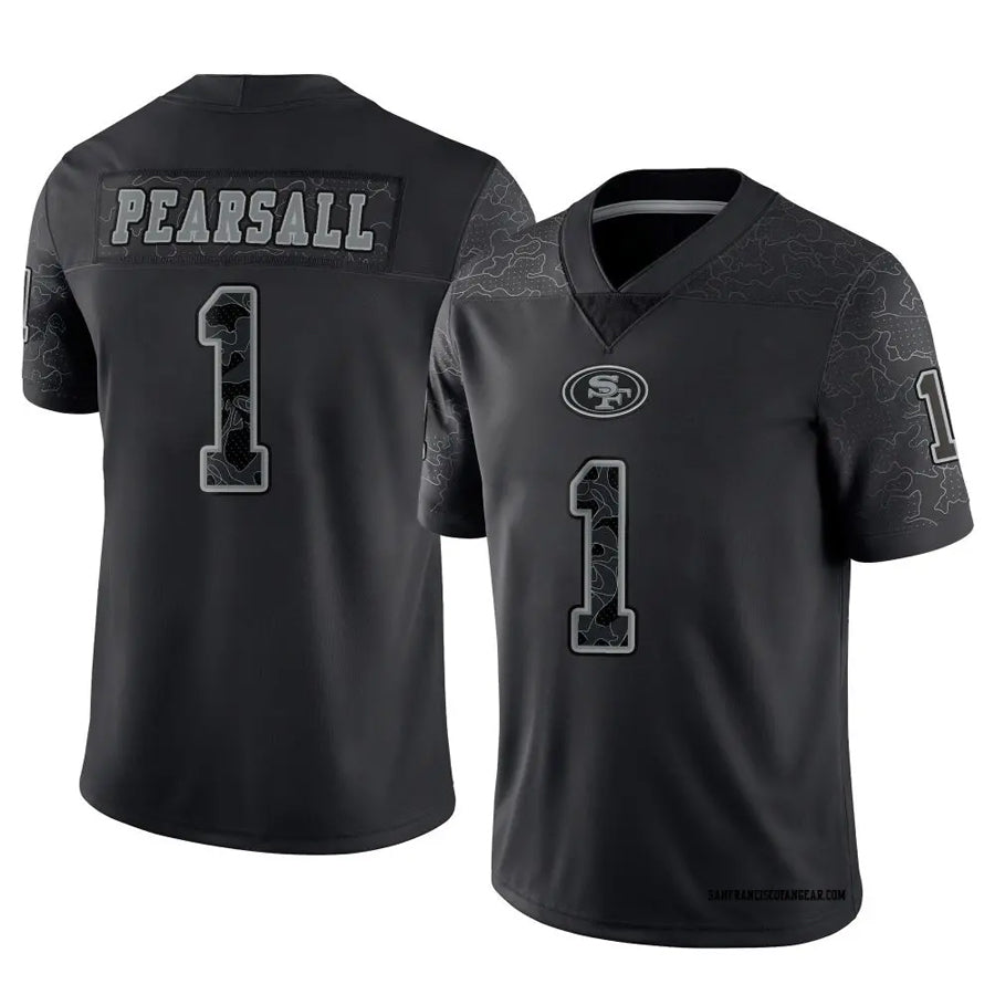 SF.49ers #1 Ricky Pearsall Player Black RFLCTV Limited Football Jerseys football jersey product view 1
