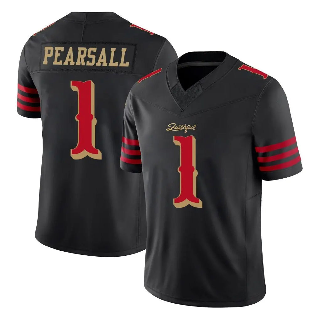 SF.49ers #1 Ricky Pearsall Player Black Rivalries Collection Limited Football Jerseys football jersey product view 1