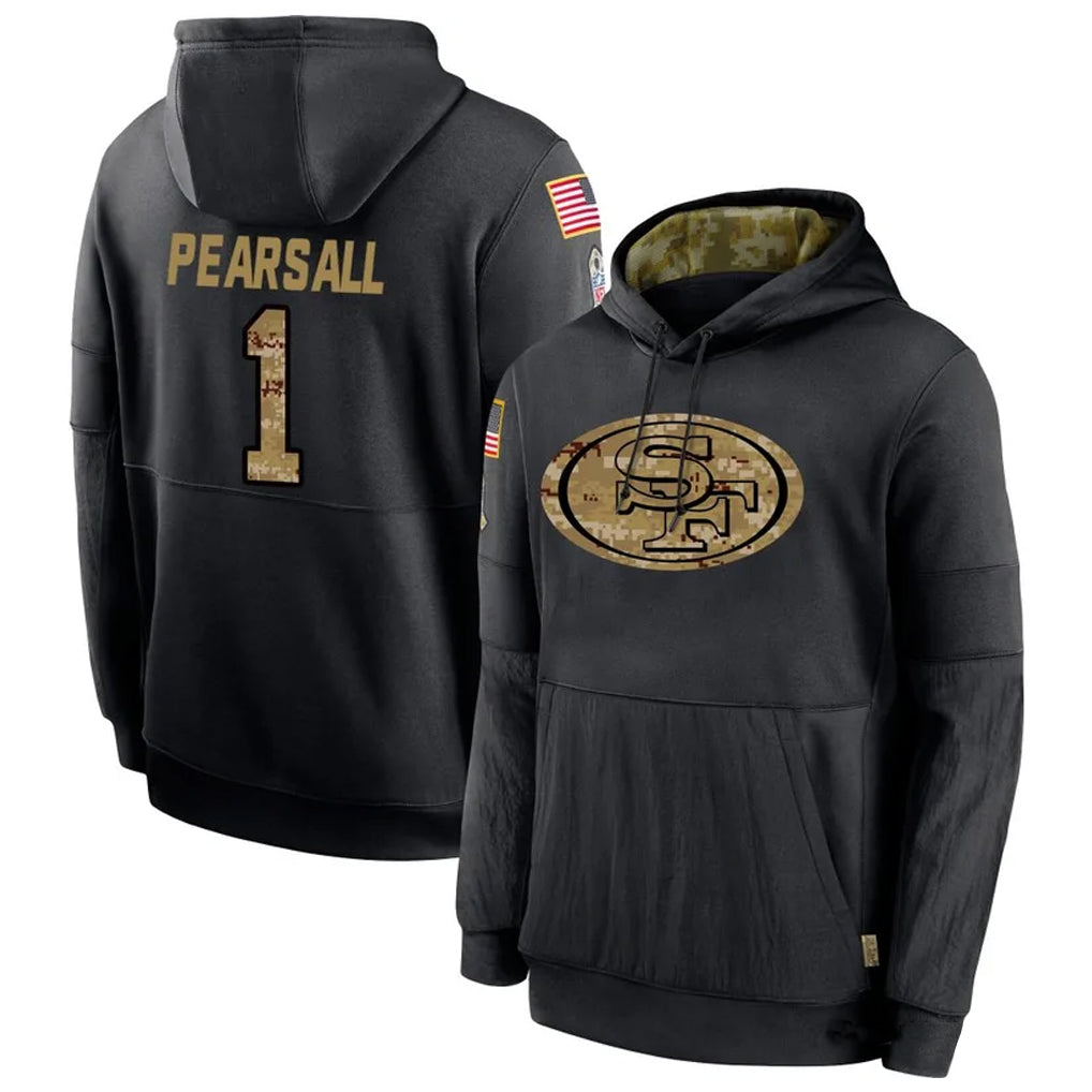 SF.49ers #1 Ricky Pearsall Player Black Salute To Service Hoodie Player Football Jerseys football jersey product view 1