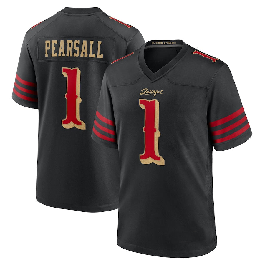 SF.49ers #1 Ricky Pearsall Player Rivalries Collection Black Game Football Jerseys football jersey product view 2