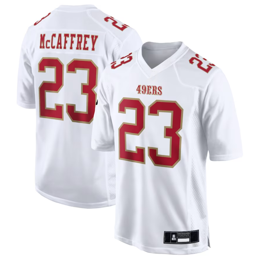 #23 Christian McCaffrey Player SF.49ers White Alternate Game Football Jerseys football jersey product view 2