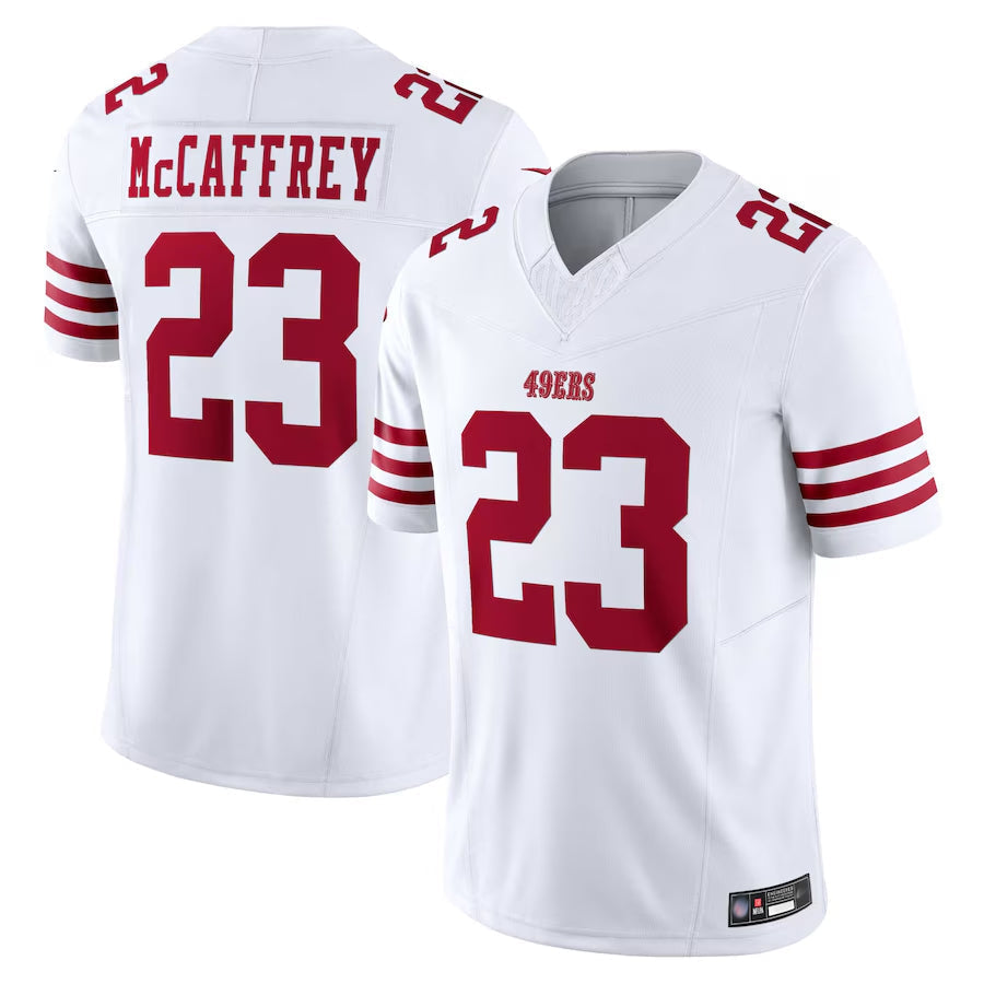 SF.49ers #23 Christian McCaffrey Player White Vapor F.U.S.E. Limited Football Jerseys football jersey product view 1