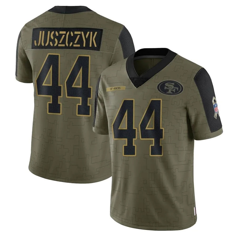 SF.49ers #44 Kyle Juszczyk Player Salute To Service Limited Olive Football Jerseys football jersey product view 1