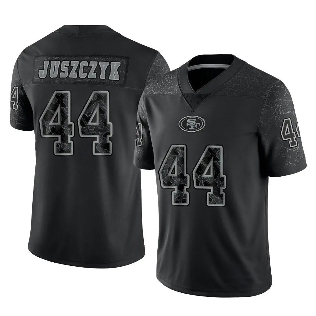 SF.49ers #44 Kyle Juszczyk Player Scarlet Black RFLCTV Limited Football Jerseys football jersey product view 1
