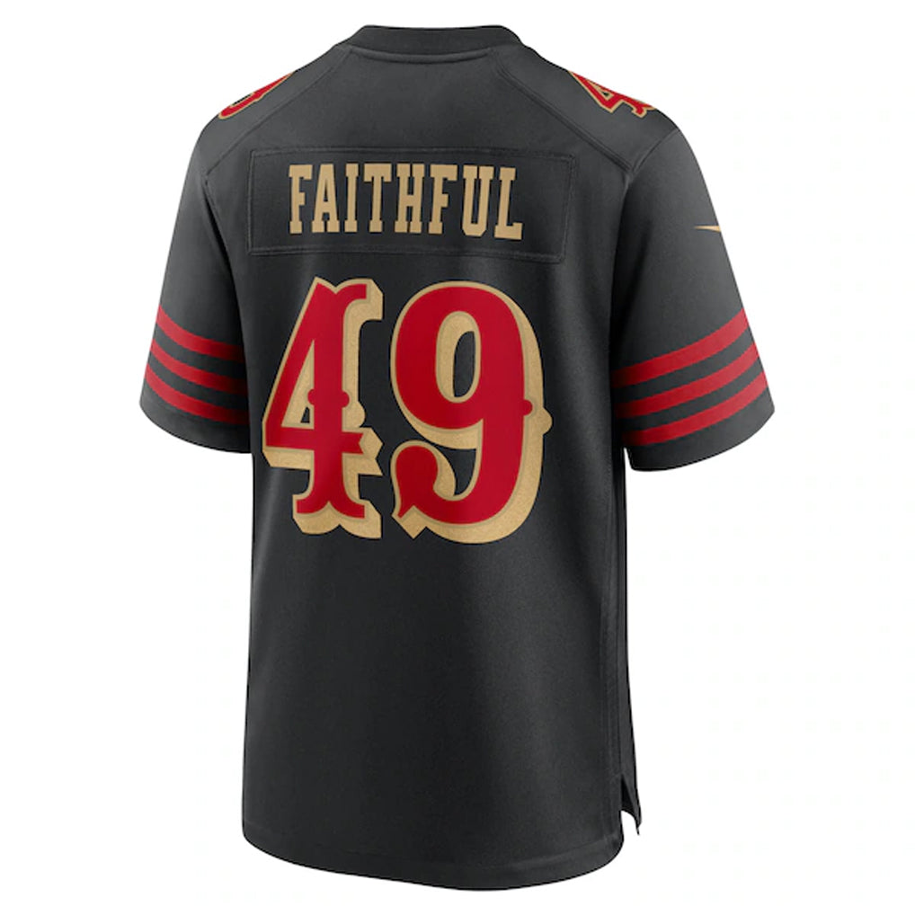 SF.49ers #49 The Faithful Player Black Rivalries Collection Game Football Jerseys football jersey product view 1