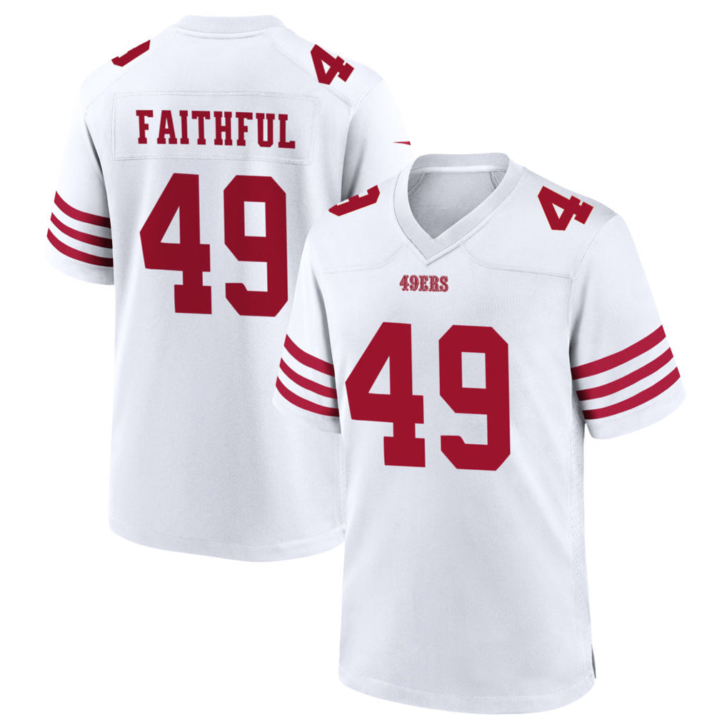 SF.49ers #49 The Faithful Player White Home Game Football Jerseys football jersey product view 1