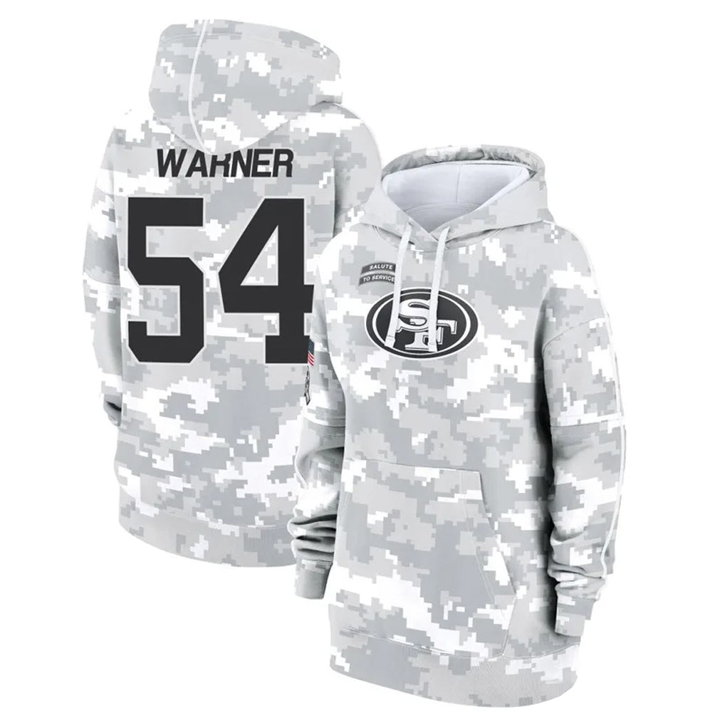 SF.49ers #54 Fred Warner Player Arctic Camo Salute to Service Hoodies Football Jerseys football jersey product view 1
