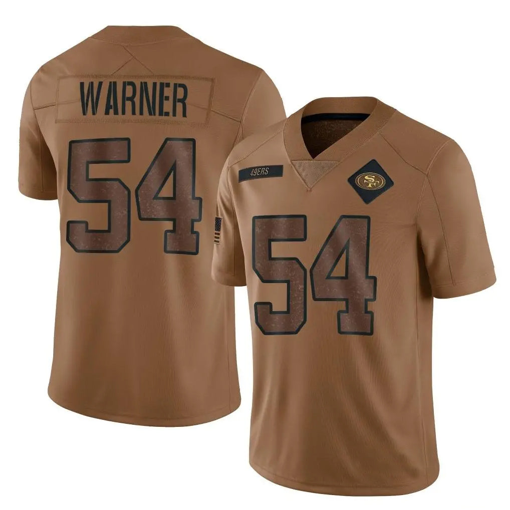 SF.49ers #54 Fred Warner Player Brown Salute To Service Limited Football Jerseys football jersey product view 1