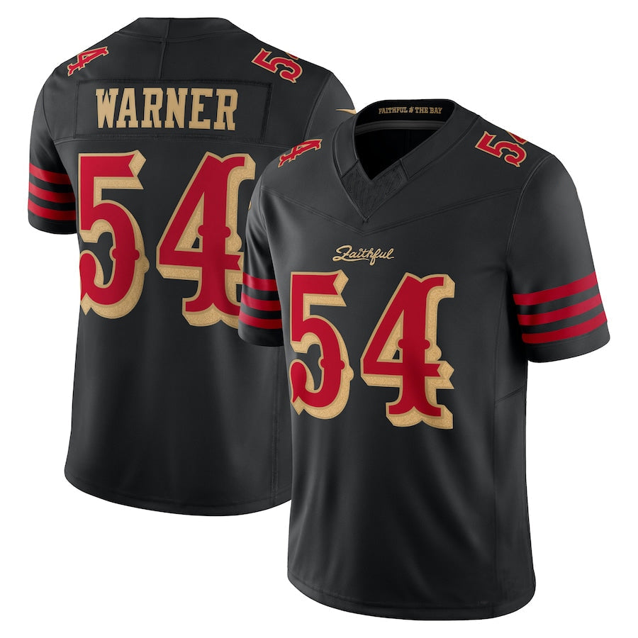 SF.49ers #54 Fred Warner Player Rivalries Collection Vapor Limited Black Football Jerseys football jersey product view 2