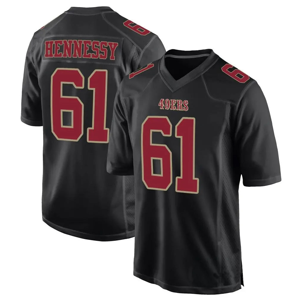 SF.49ers #61 Matt Hennessy Player Black Fashion Game Football Jerseys football jersey product view 1