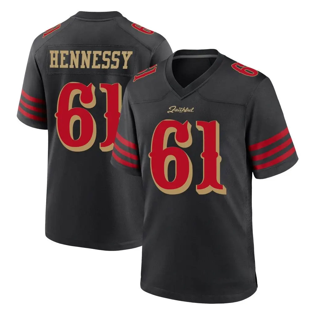 SF.49ers #61 Matt Hennessy Player Black Rivalries Collection Game Football Jerseys football jersey product view 1