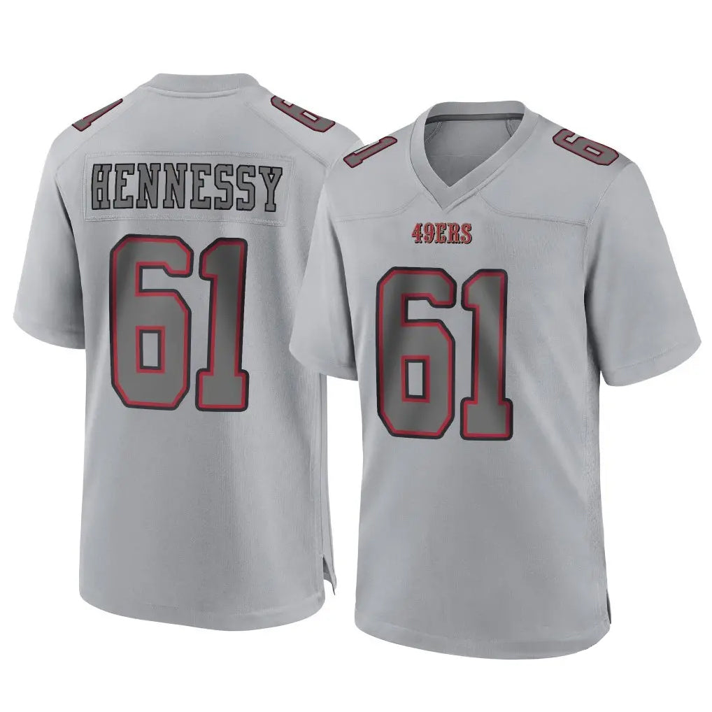 SF.49ers #61 Matt Hennessy Player Gray Game Football Jerseys football jersey product view 1
