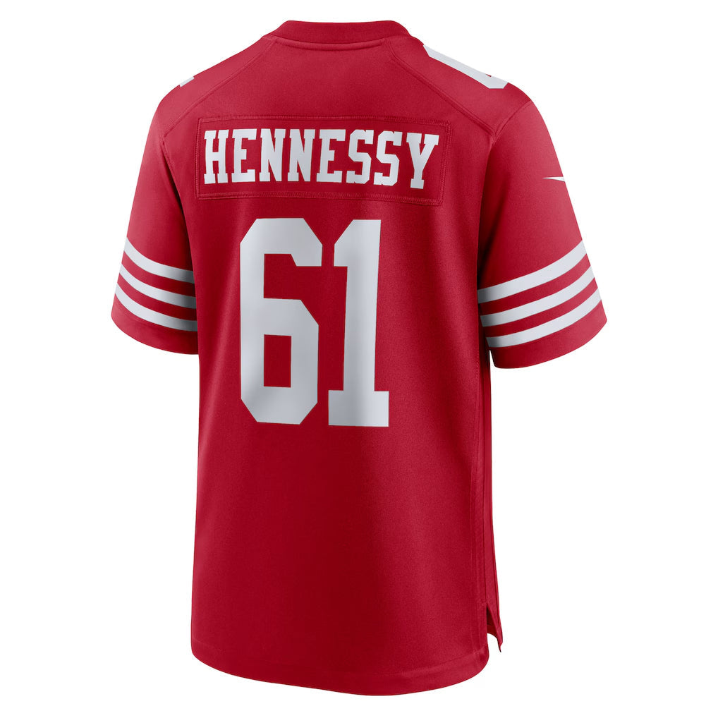 SF.49ers #61 Matt Hennessy Player Scarlet Home Game Football Jerseys football jersey product view 1