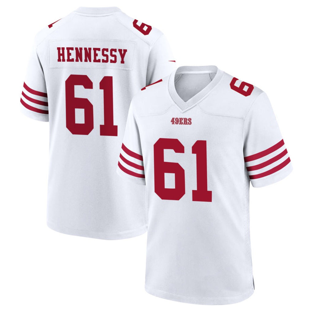 SF.49ers #61 Matt Hennessy Player White Home Game Football Jerseys football jersey product view 1