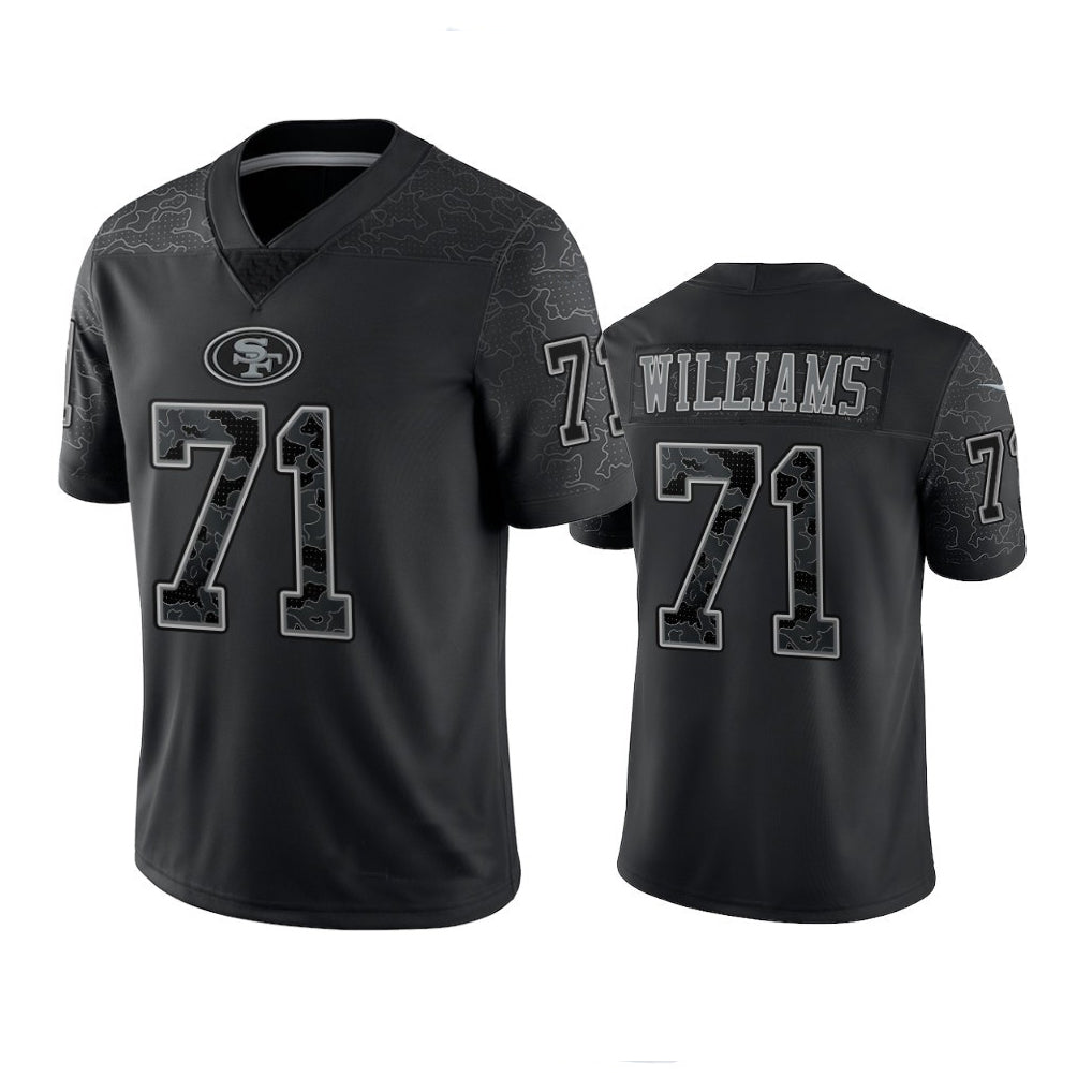 SF.49ers #71 Trent Williams Player Black RFLCTV Limited Football Jerseys football jersey product view 1